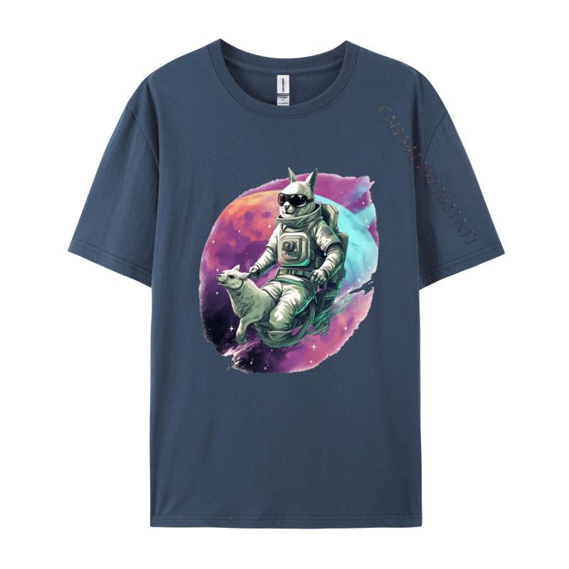 Astronaut Känguru Reitet Auf Einem Pferd T-Shirt für Männer Tier T-Shirts Verrückte Oberteile T-Shirts Im Angebot Grafik T-Shirts