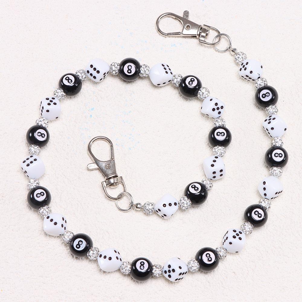 

Zinc Zinc Zinc Alloy Colorful Dice Waist Chain Billiard Ball Punk Belt Chain Fashion Metal Pants Chain Steet белый