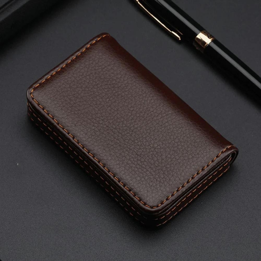 

Men and Women Moderately Sized Sewn-on Polyurethane Leather Credit Card Holder Business Cards Universal Wallet коричневий