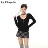 La Chapelle Women's V-Neck Slim Fit Long Sleeve T-Shirt