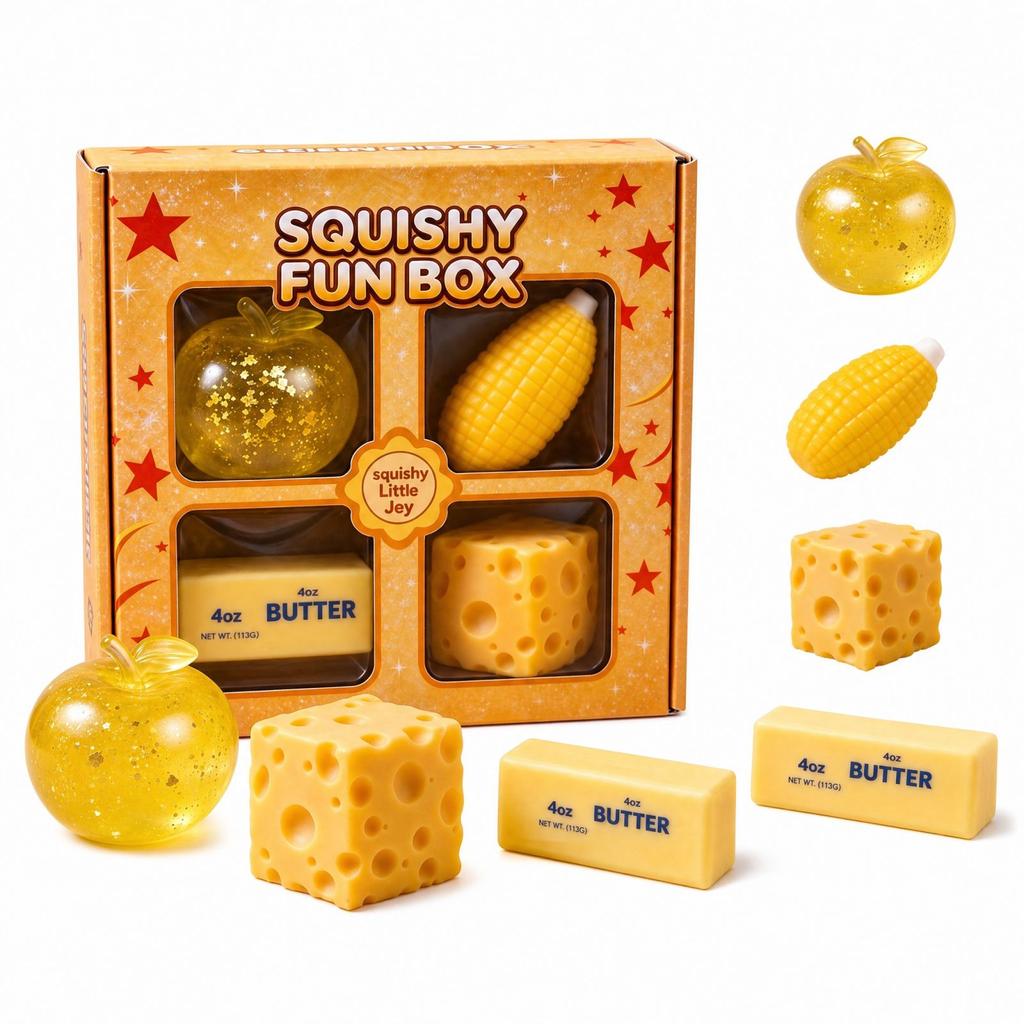 Yellow 4-Piece Building Block Toy Gift Set, Creative Sensory Toys