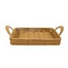 Rustic Woven Tray Basket with Handles Shallow-Profile Serving