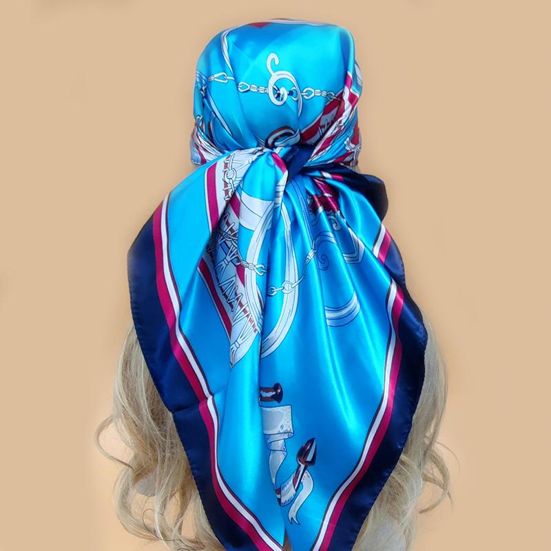 The Four Seasons Popular Shawls Fashion Design Sunscreen Scarves Luxury 90X90CM Square Silk Hijab  New Women Beach Headscarf