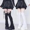 Lolita Jk Strap Up Leg Warmers for Women Y2K High Tube Socks Wide Leg Cover Stockings for Streetwear Party Cosplay Accessories