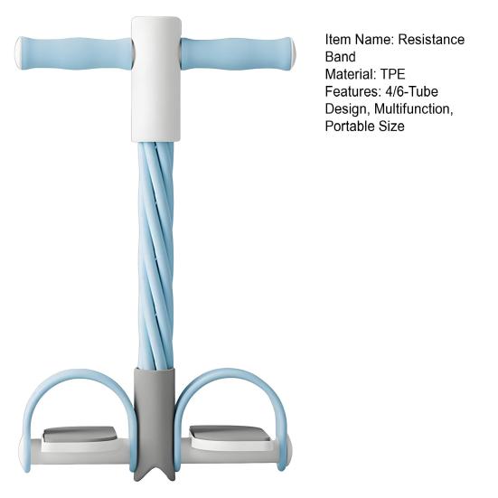 4/6-Tube Pedal Puller Resistance Band with Handle TPE Elastic Yoga Sit-up Pull Rope Men Women Pedal Tensioner Exerciser Workout Equipment