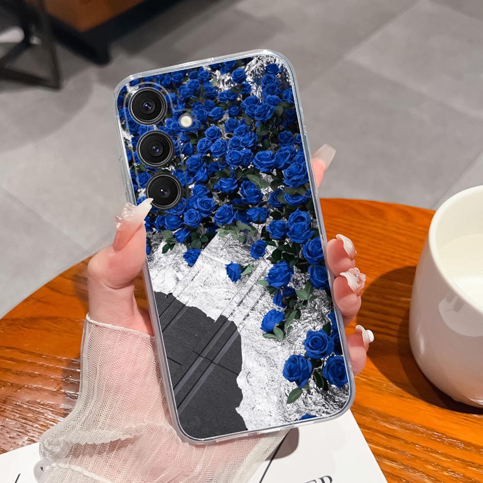 Case For Samsung Galaxy S25 FE Plus Ultra Clear Painted Flowers Back Cover For Samsung S 25 Ultra Soft Shockproof Phone Cases