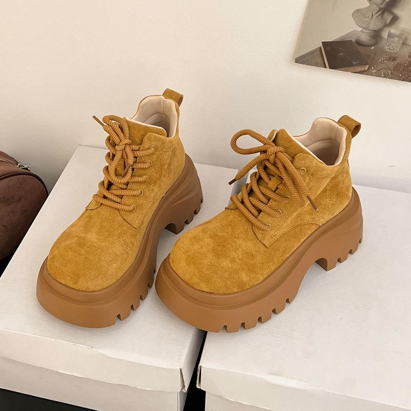 Thick-soled Martin boots women's new autumn British style small man heightening short boots versatile casual boots