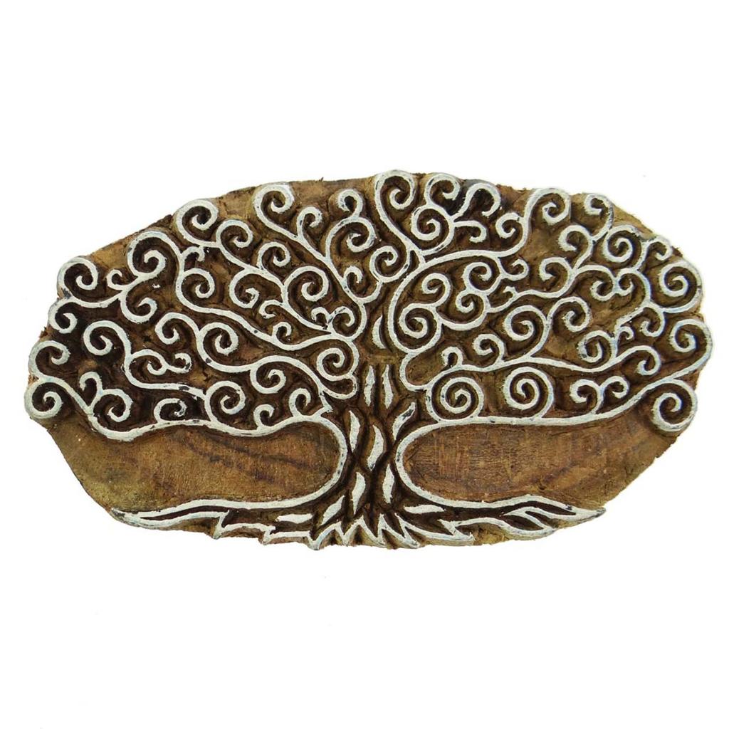 Tree Indian Wood Block Art Stamps Handcarved Printing Block Textile Stamp