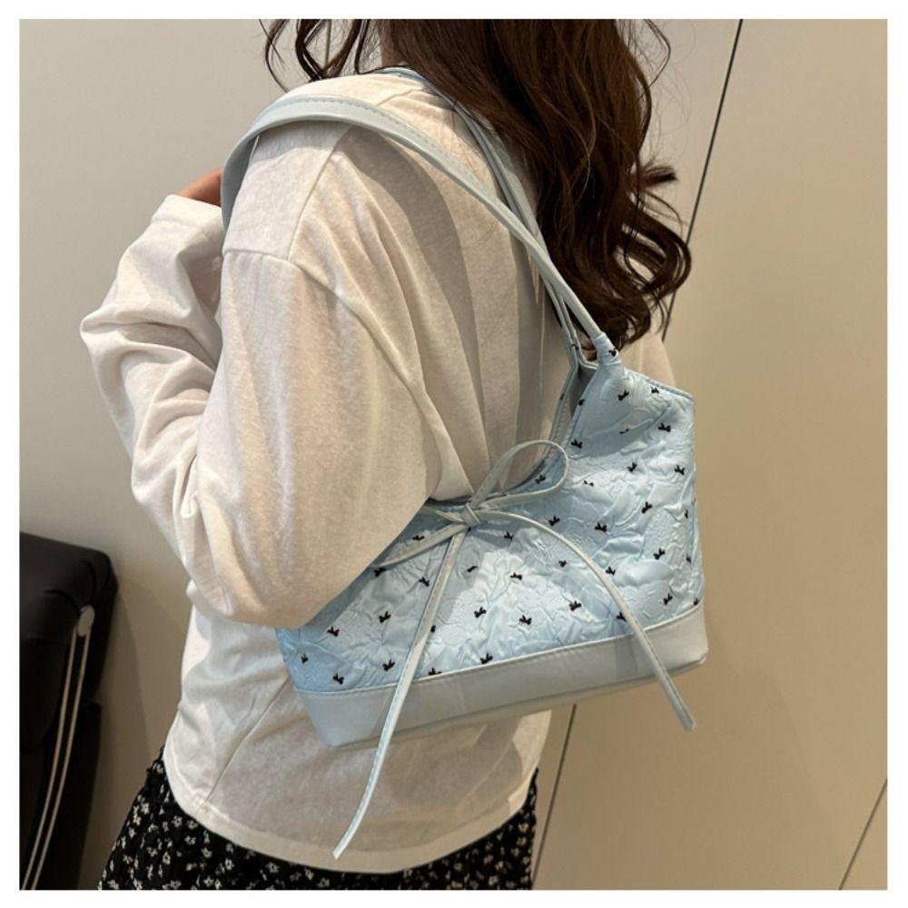Y2K Bow Ribbon Shoulder Bag Sweet Armpit Bag Korean Tote Bag  Women