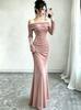 Autumn and winter new golden velvet one-word off-the-shoulder long-sleeved long-hip dress temperament women's skirt