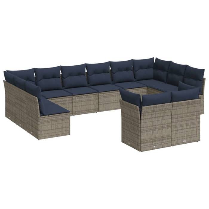 VidaXL Garden Lounge Set with Cushions 12 Pcs, Patio Sofas, Outdoor Furniture Set, Modern, Grey 3218431