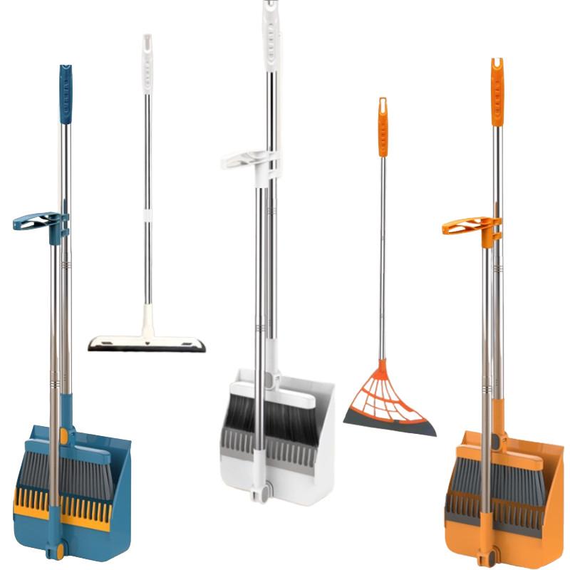 Plastic Cleaning Broom And Dustpan Set With Durable Nonstick Head For Household And Commercial