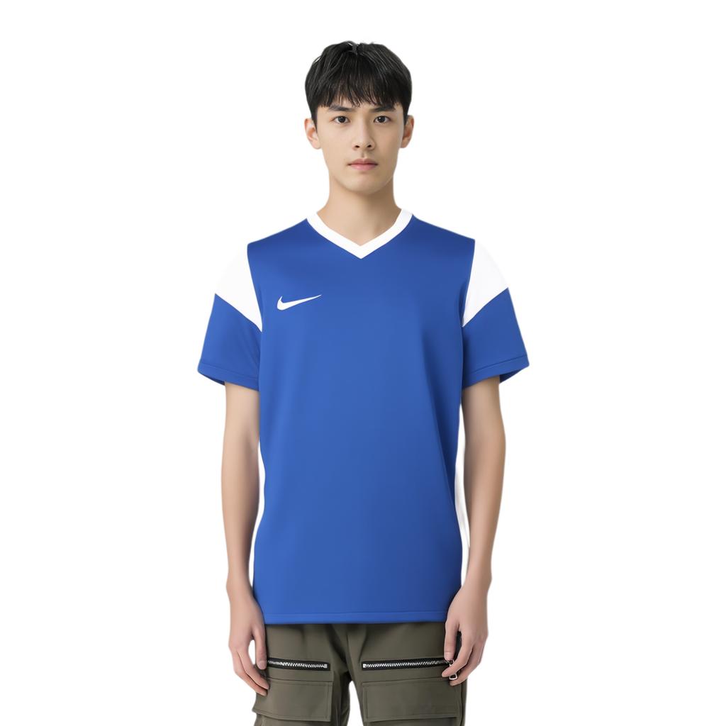 Nike T Shirts Men's Blue V Neck Moderate Straight Fit CW3826-463