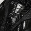 European & American Nightclub Hot Girl PU Leather Mesh Lace-up Backless Bodysuit