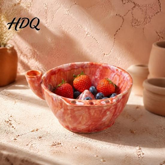 Modern Keukengadget Keramische Bessenkom Zelfspoelend met Afvoergaatje Wassen Compact Fruitzeef Decoratieve Geglazuurde Kom voor Aanrecht Zeef
