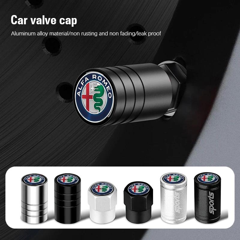 For Alfa Romeo 2026 Hot Sticker Aluminium Alloy 4pcs Car Tire Valve Cap For Alfa Romeo Giulia Stelvio Giulietta 156 159 147 Mito