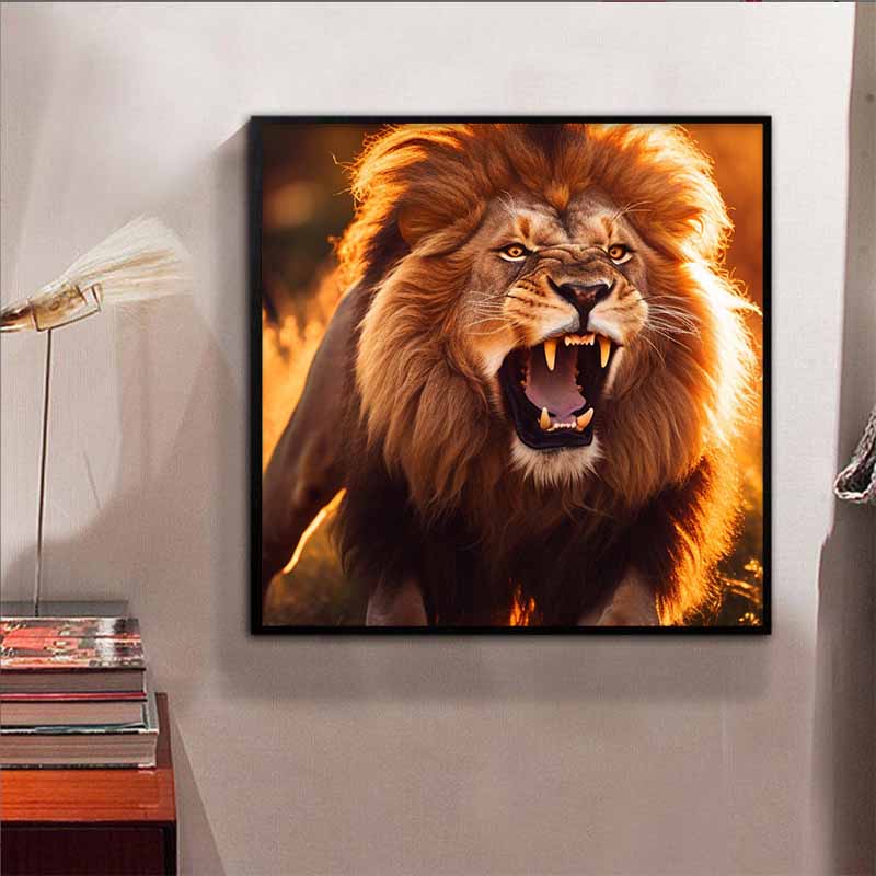 New Arrival 5D DIY Full Circle Diamond Painting "Lion" Embroidery Cross Stitch Home Decor Gift