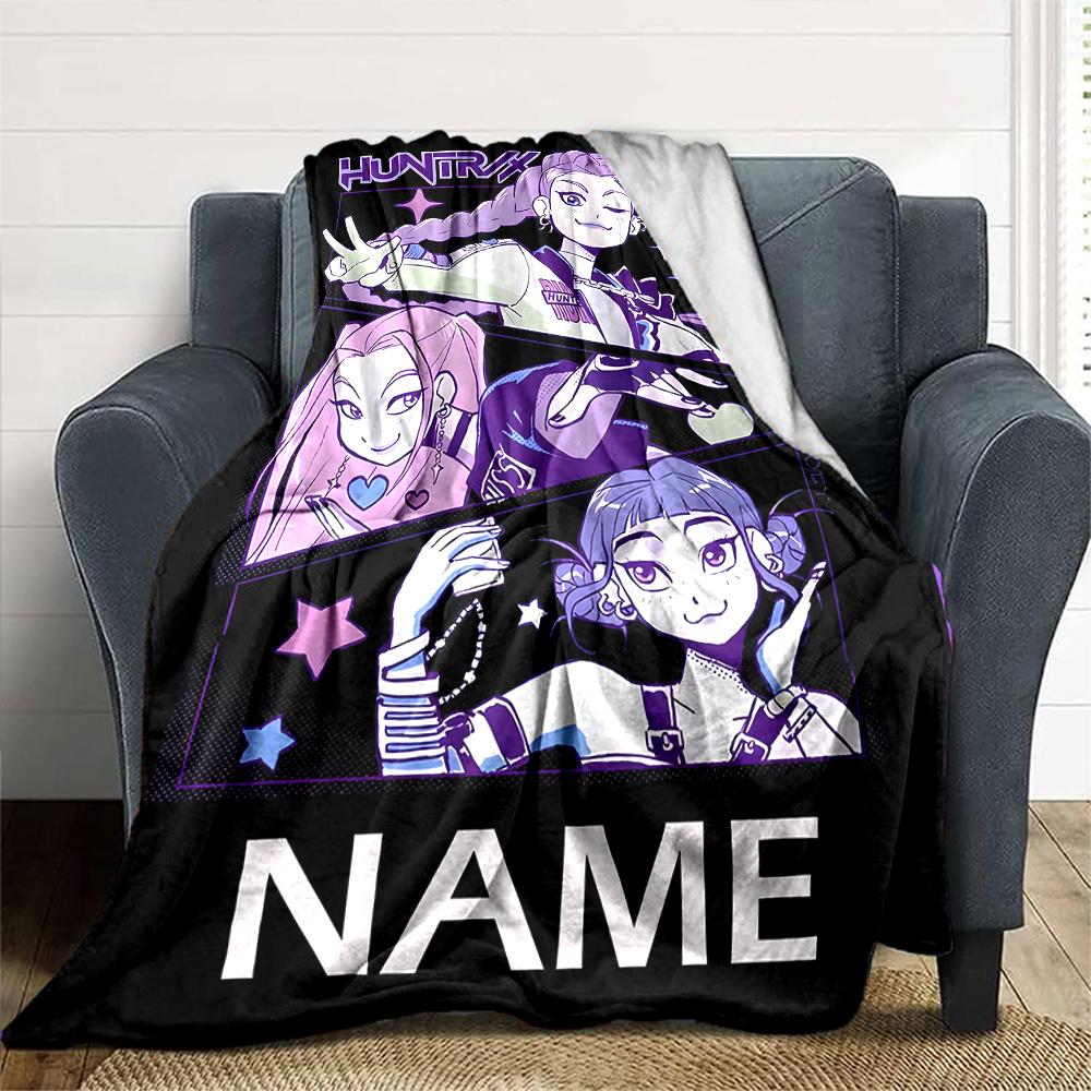 Customizable KPop Demon Hunters36 Throw Blanket – Personalized Name, All-Season Cozy Snug Blanket, Machine Washable, Personalized Blanket