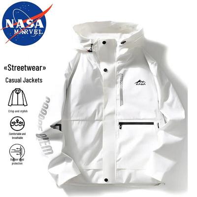 NASA MARVEL Męska Kurtka Wiatrówka z Kapturem Wiosenno-Jesienna
