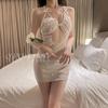 Original Erotic Underwear Sexy Pure Desire Lace Seductive Nightdress Hot Mesh See-through Nightdress Set 8946