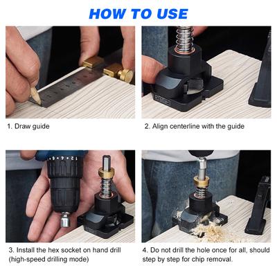 35mm Concealed Hinge Drilling Jig Hole Guide with Screw Clamp Hex Socket Drill Bit for Cabinet