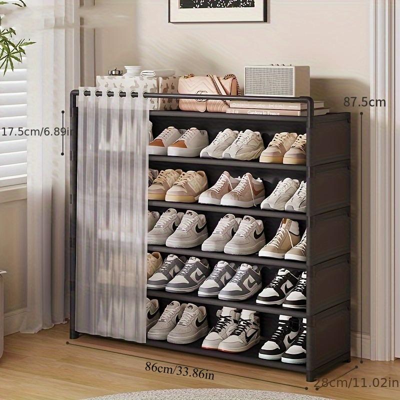 Staubdichtes faltbares Schuh-Ausstellungsregal mit rutschfester Basis, leicht zu reinigen, mehrschichtiges Aufbewahrungsregal für Schuhe und Accessoires