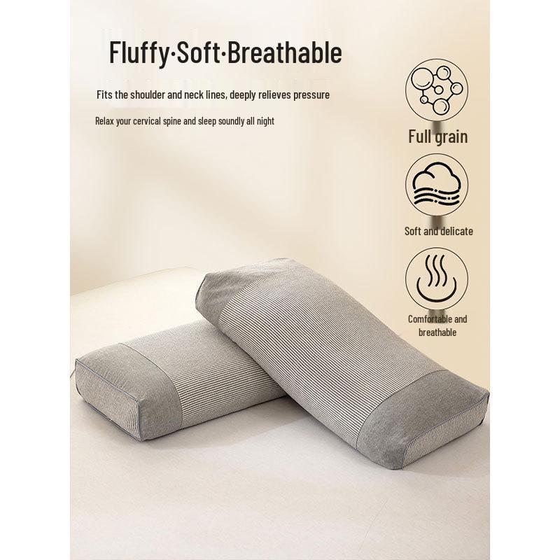 Washable Cotton Buckwheat Neck Support Pillow for Student Dorms - Removable and Washable