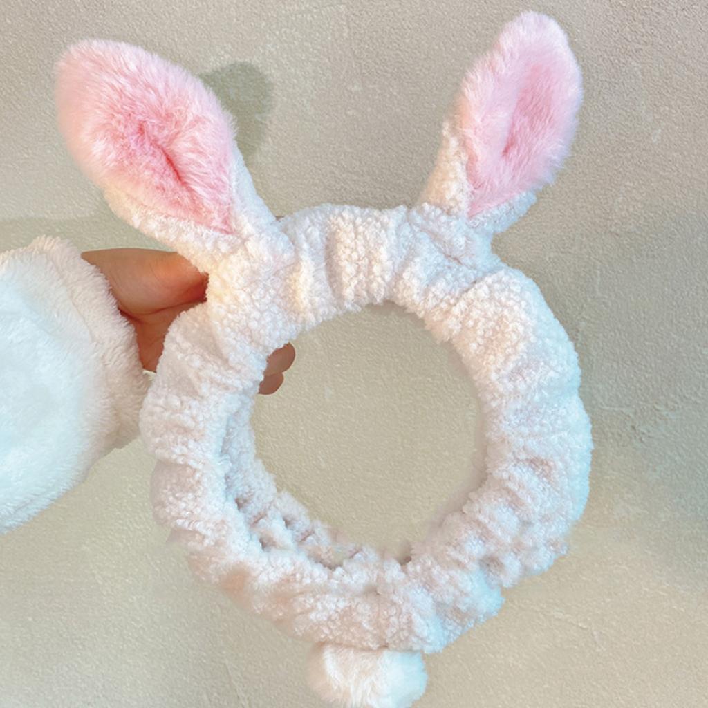 Color Matching Wash Face Hair Holder Soft Cartoon Rabbit Ear Shape Headband