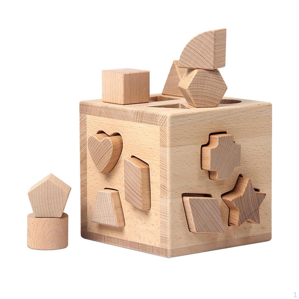 Shape Recognition Toy for Toddlers with Sorting Box And Geometric Blocks