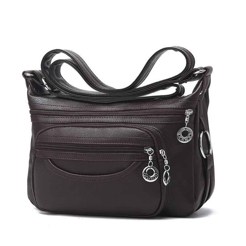 2019 Summer Soft Leather Crossbody Handbag for Middle-Aged Women