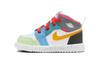 Scarpe da Basket Air Jordan 1 Resistenti all'Abrasione Mid top per Bambini Blu Arancio Neonato e Toddler FJ3463-100