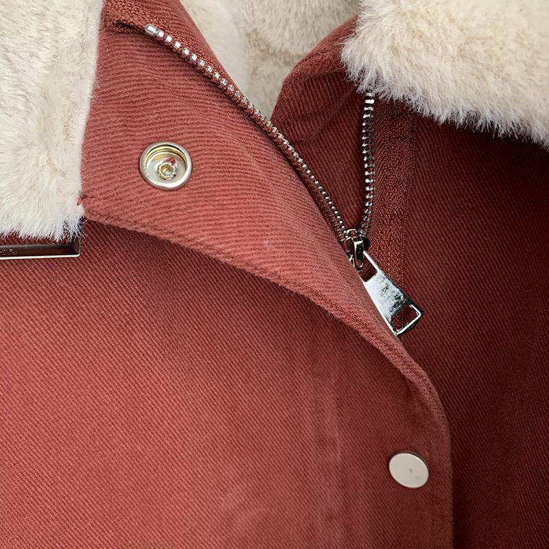 Frauen Herbst Winter Stehkragen Langarm Denim Pelzigen Kausalen Chic Jacke Lose Zipper Jacke