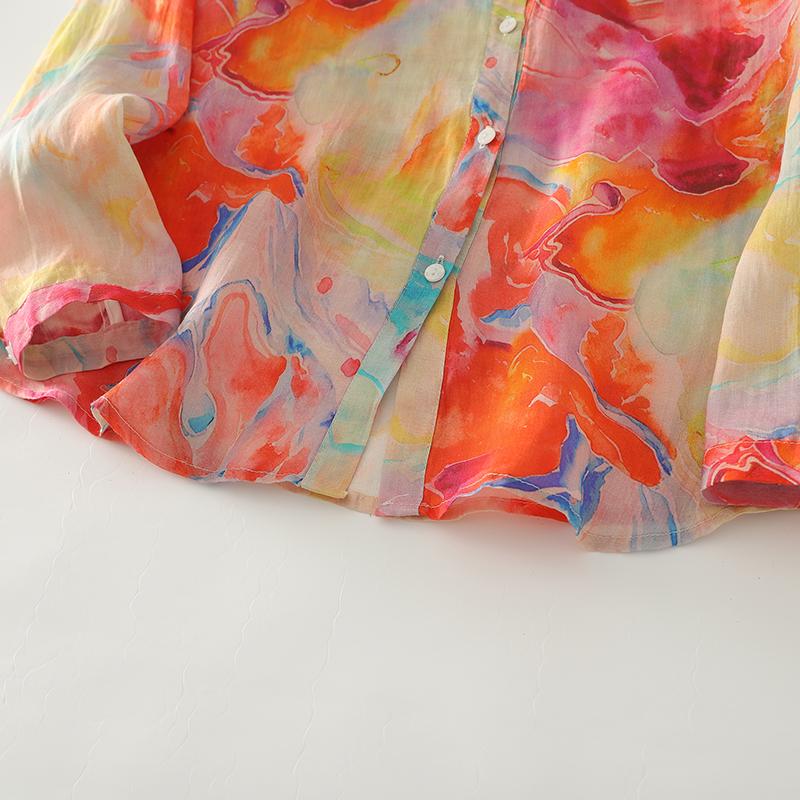 DIMANAF 2025 New Plus Size Women Tops Print Cotton Shirts Tees Casual Loose Blouse Autumn Long Sleeve