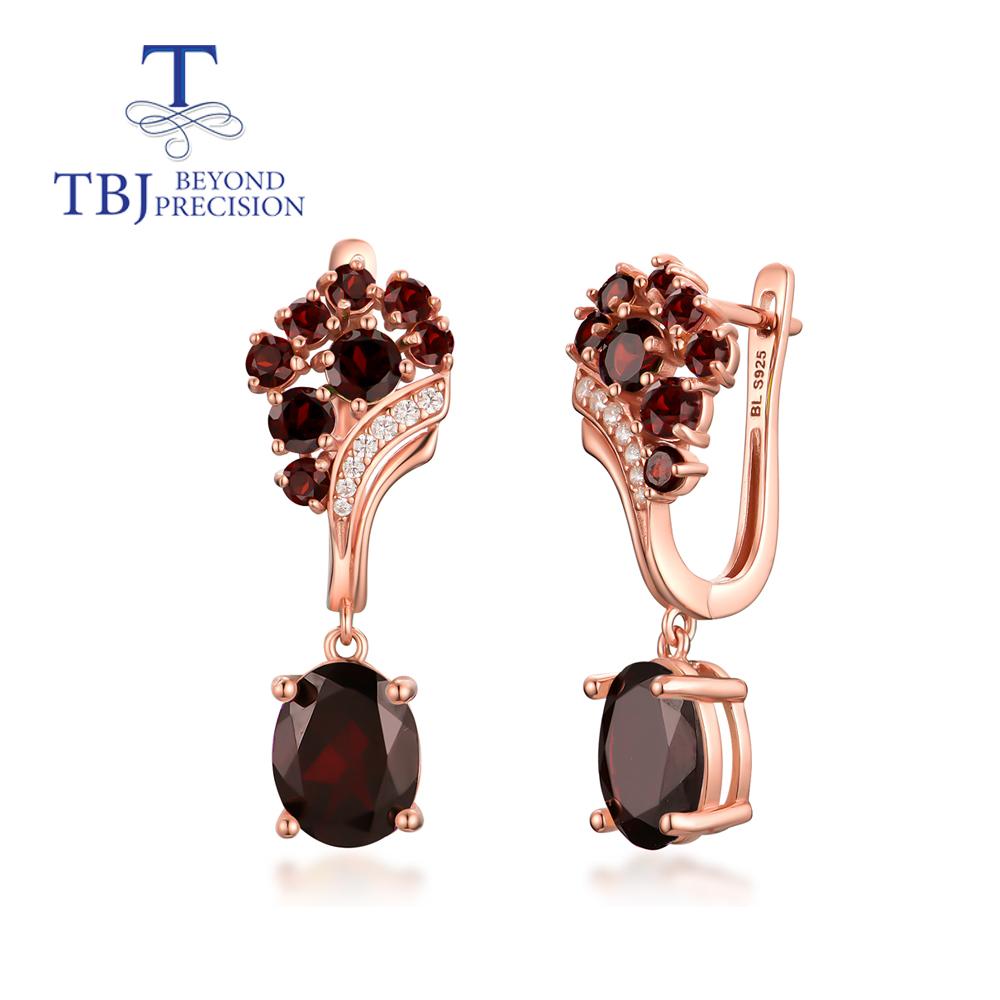 Set de bijuterii din argint cu piatră prețioasă granat roșu natural 12ct Cercei inel tăiat oval 8*10mm bijuterii fine pentru femei mama cadou frumos