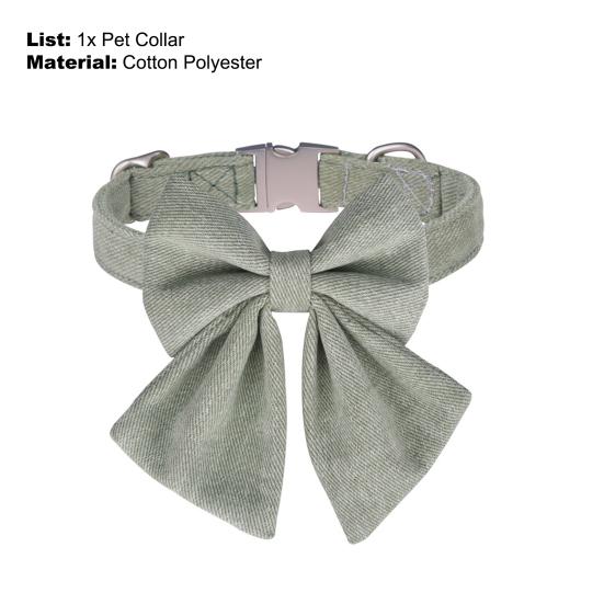 Dog Collar Can Be Engraved Solid Color Bow Adjustable Puppy Collar Pet