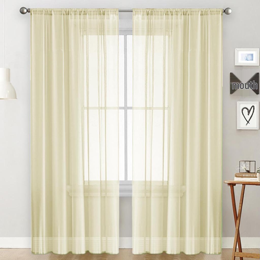 Solid Color Double String Terylene Semi-Light-Blocking Gauze Curtain