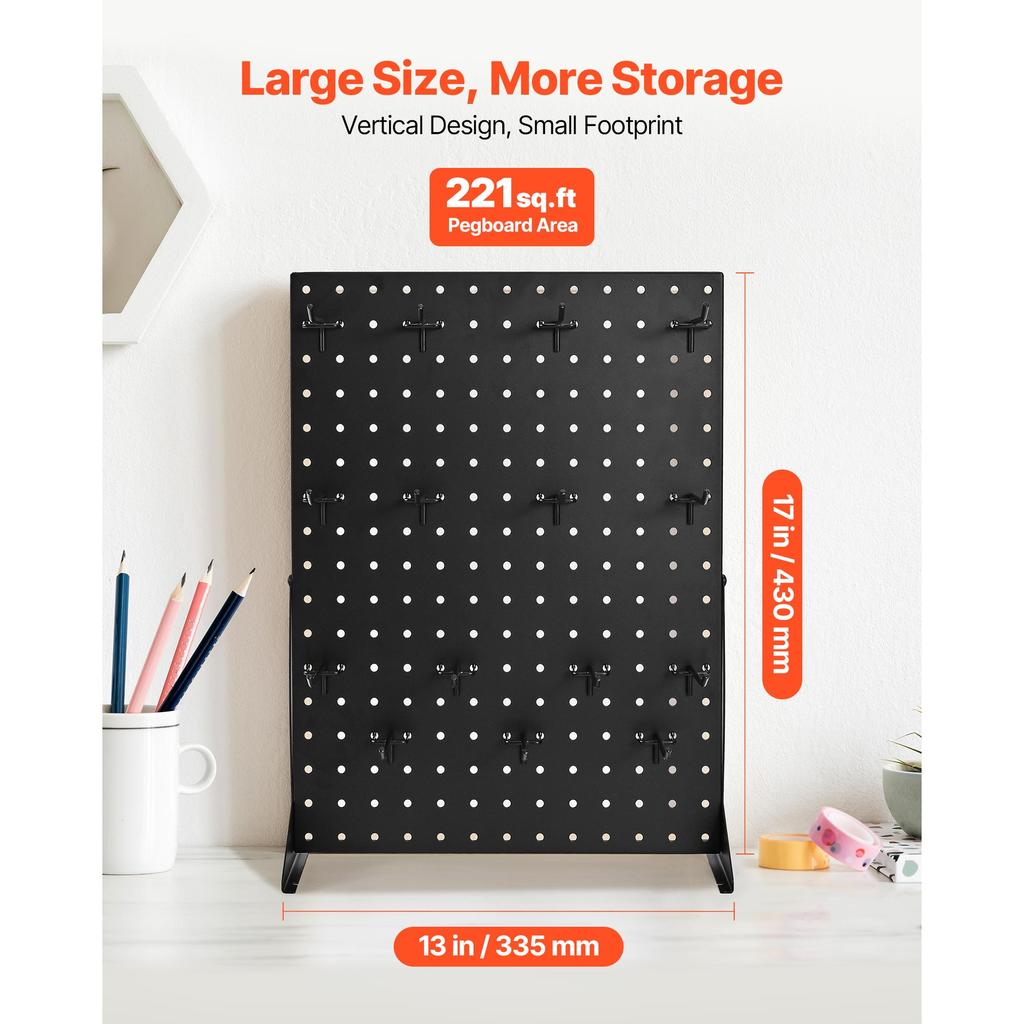 SucceBuy Pegboard Display Stand 17 X 13 In Tabletop Pegboard Display Stand with 15 Hooks for Retail Store and Jewelry Shop Black