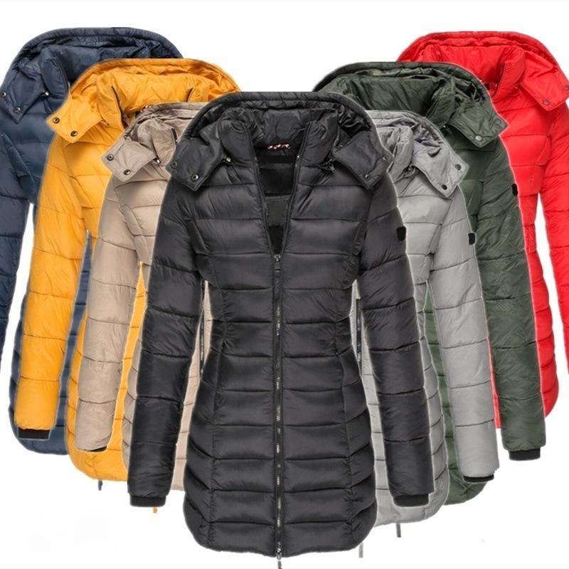 Women's Mid-length Cotton Jacket with Hood, Warm/body-highlighting/various Colors/zipper, Women's Winter Warm Jacket S-3XL