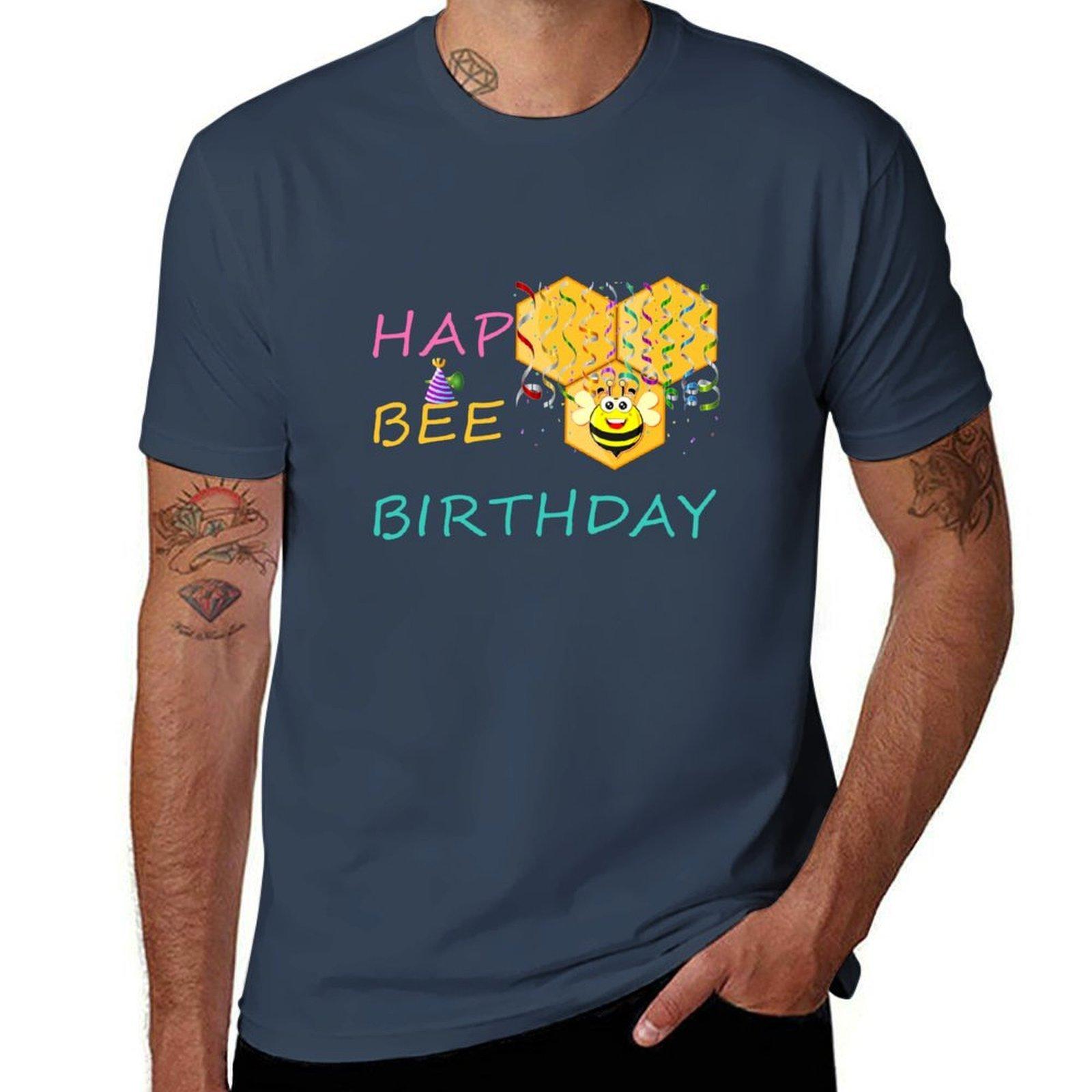 Hap Bee Birthday Honey Bee Honeycomb Cute Birthday Tshirt Soft Durable Cotton Tshirt S