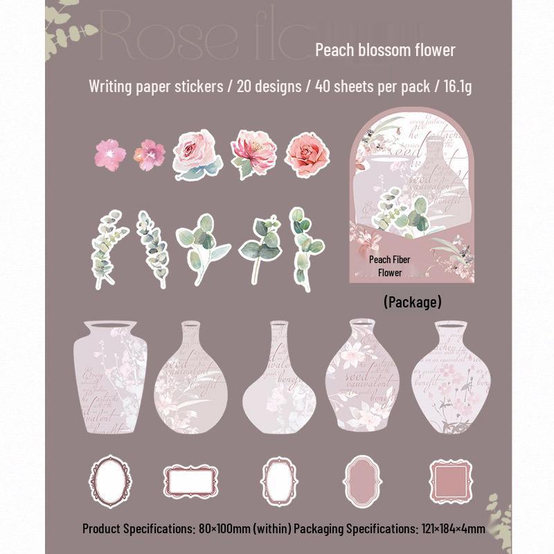 Ketchup Girl Sticker & Journal Pack: Thoughtful Vase Series - Retro Jigsaw & Notes (6 Styles)
