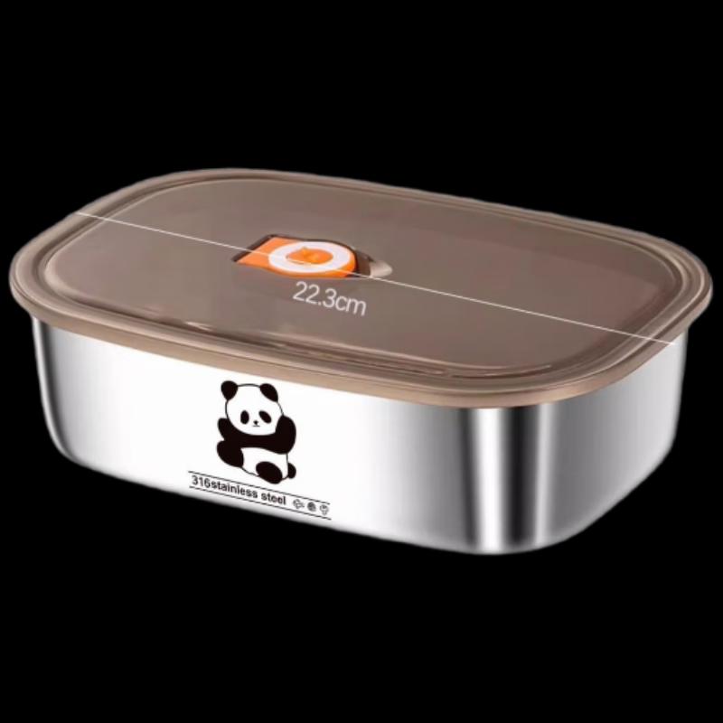 

ZISIZ Thickened 304 Stainless Steel Panda Single Compartment Lunch Box (4-Pack) with Insulation Bag