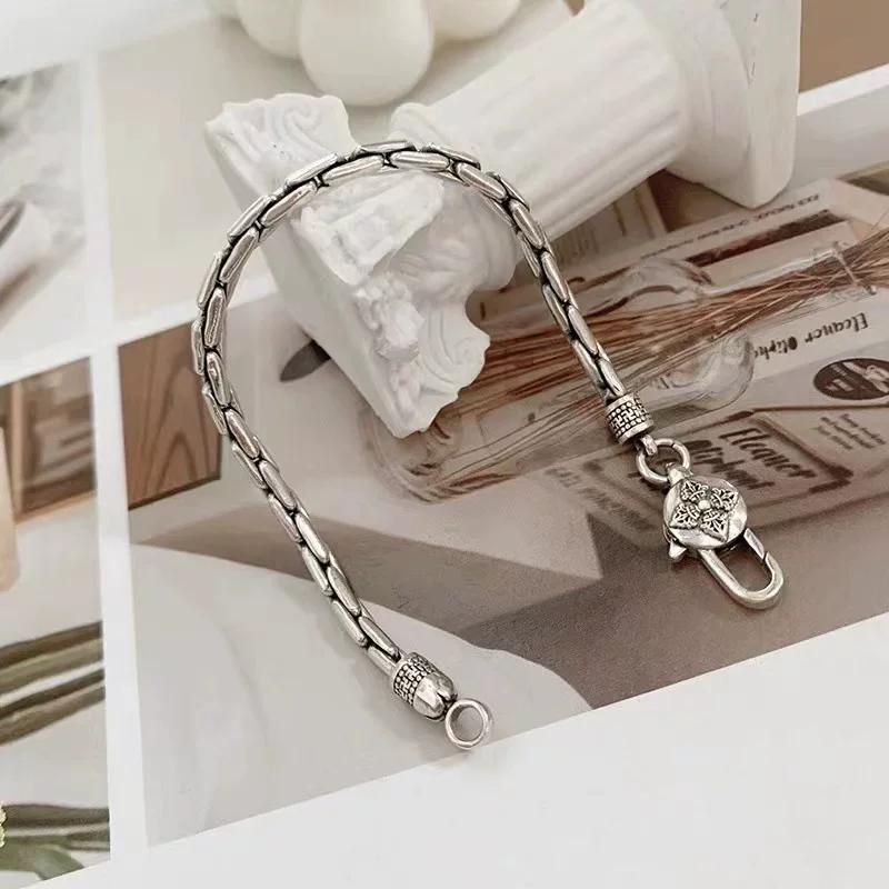 Silver-plated retro old-fashioned handmade snake bone bracelet, men's and women's versatile ethnic style, now trendy couple personality