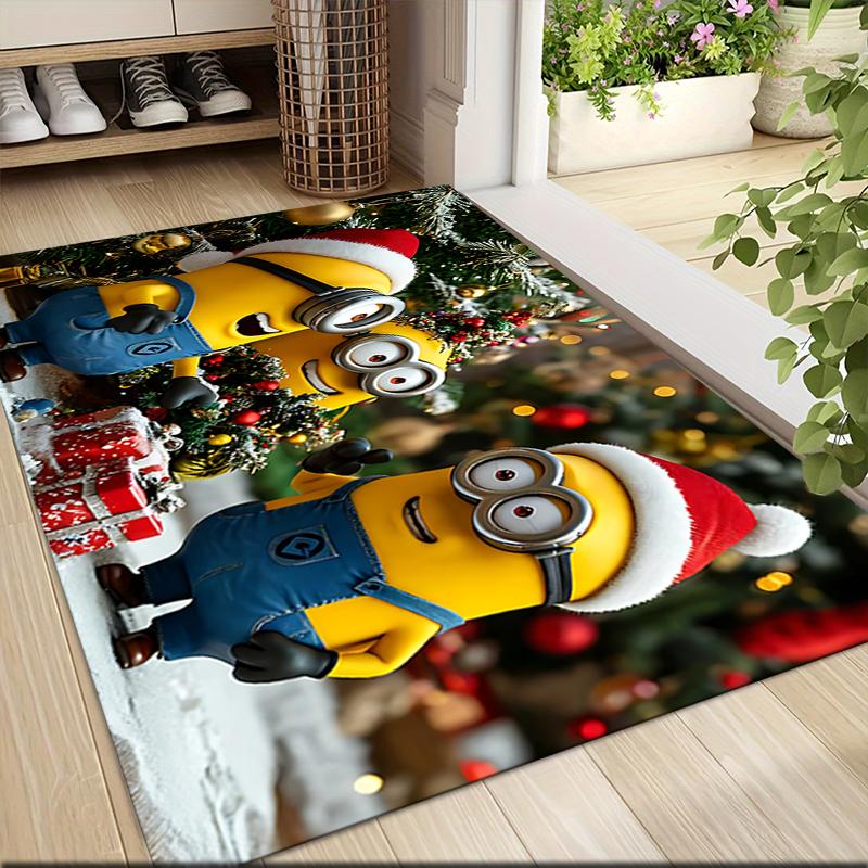 1Pc Christmas Minion Celebration Carpet Rug Soft Washable Antislip Home Living Room Sofa Mats Personalized Christmas Rug