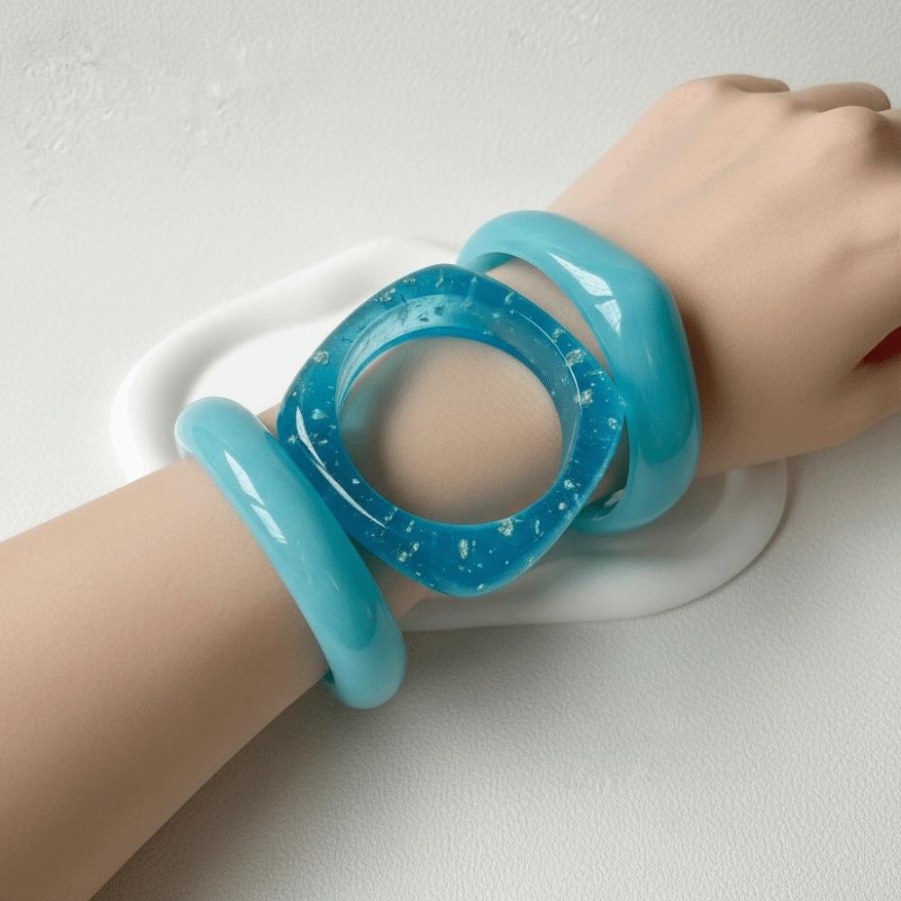 Translucent Acrylic Bracelets Gradient Chunky Cuffs Statement Bangles Resin Bangles Daily Outfit