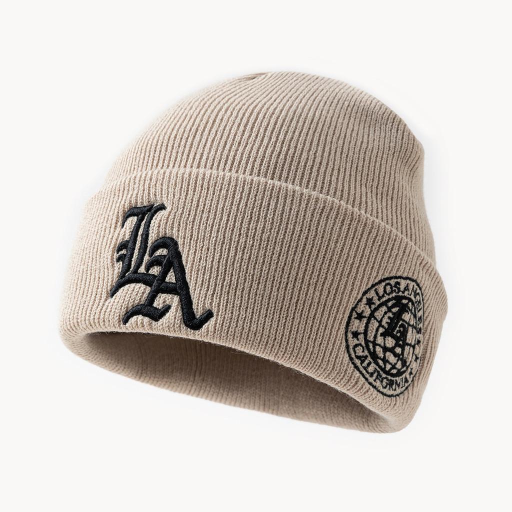 Knitted Hat Unisex Winter Warmth Beanie With Embroidered Letters For Casual Style