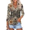 Women's Fashion Casual Print Button-down Shirt 3/4 Long Sleeve Tops