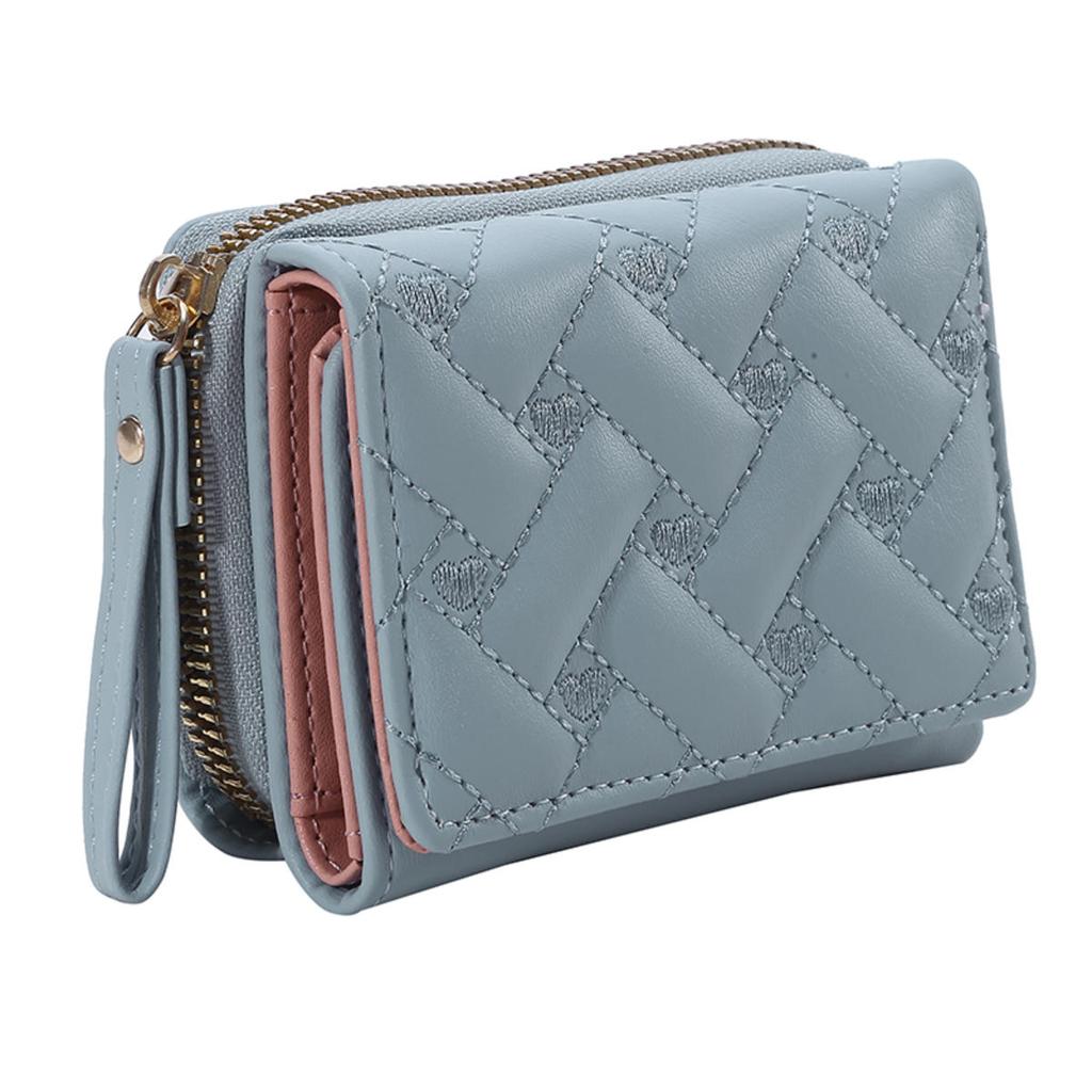 Women's Short Embroidered Love Zero Wallet Zipper Buckle Large Capacity Card Bag Versatile Fashion Simple