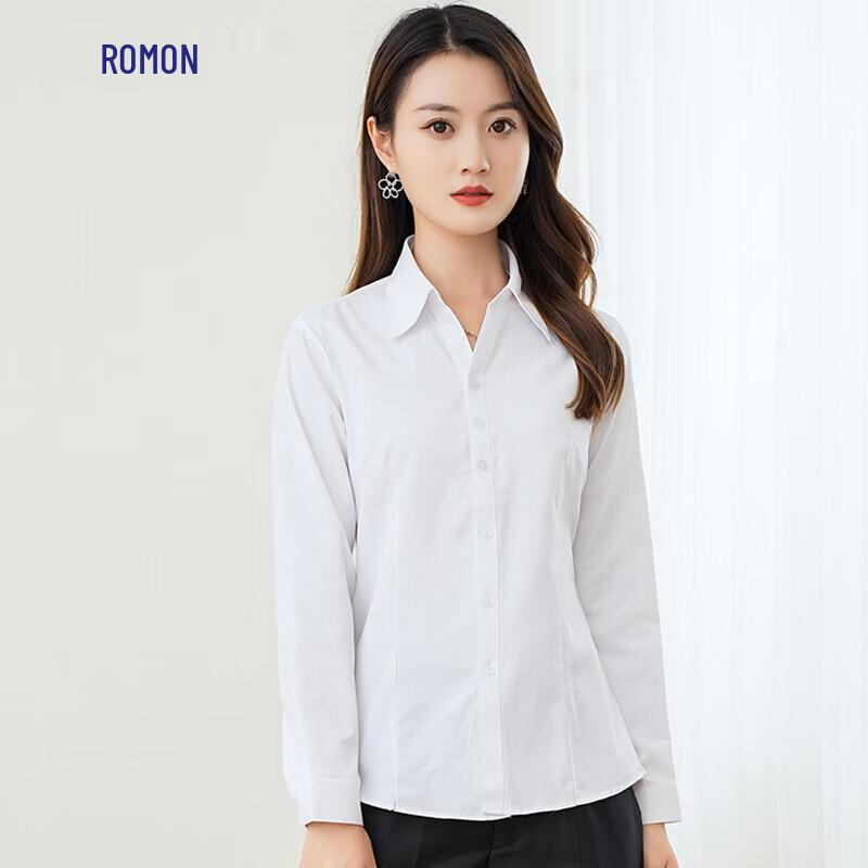 Lomeng Women's Slim Fit V-Neck Cotton Blend Long Sleeve Business Shirt