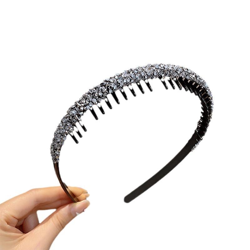 Super Shiny Rhinestone Non-Slip Hairband for Women - High-End Hair Finishing Headband & Clip for Summer