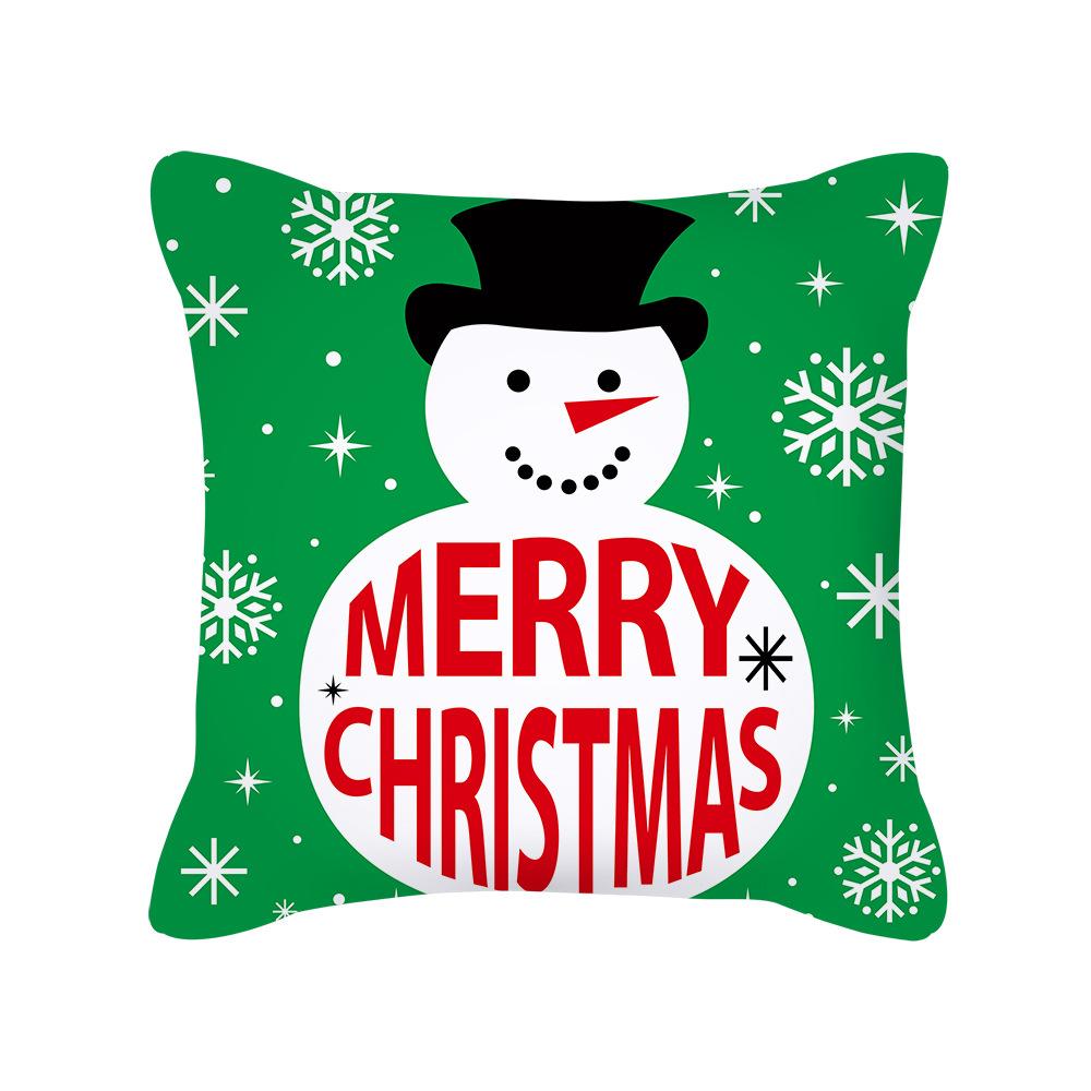 Cartoon Christmas Pillow Case Holiday Gift Letter Snowman Red and Green Pillow